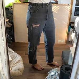 Lee Vintage High Waist Distressed Grey Mom Jean